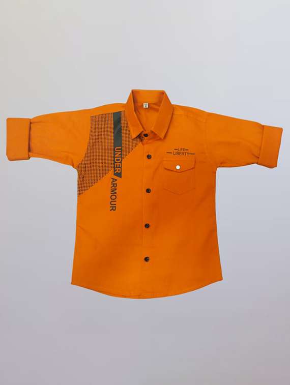 boys printed long sleeve casual shirt