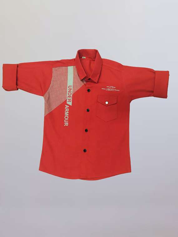 boys printed long sleeve casual shirt