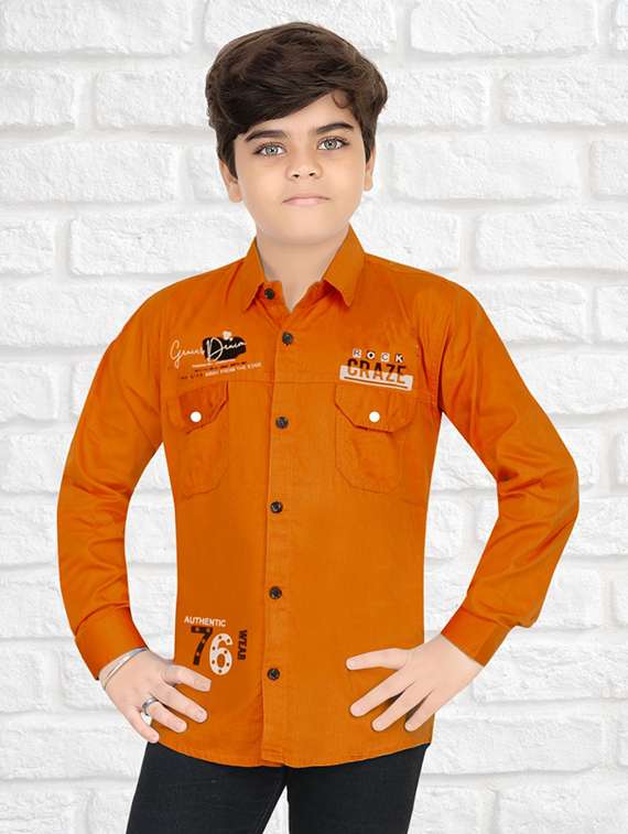 boys printed long sleeve casual shirt