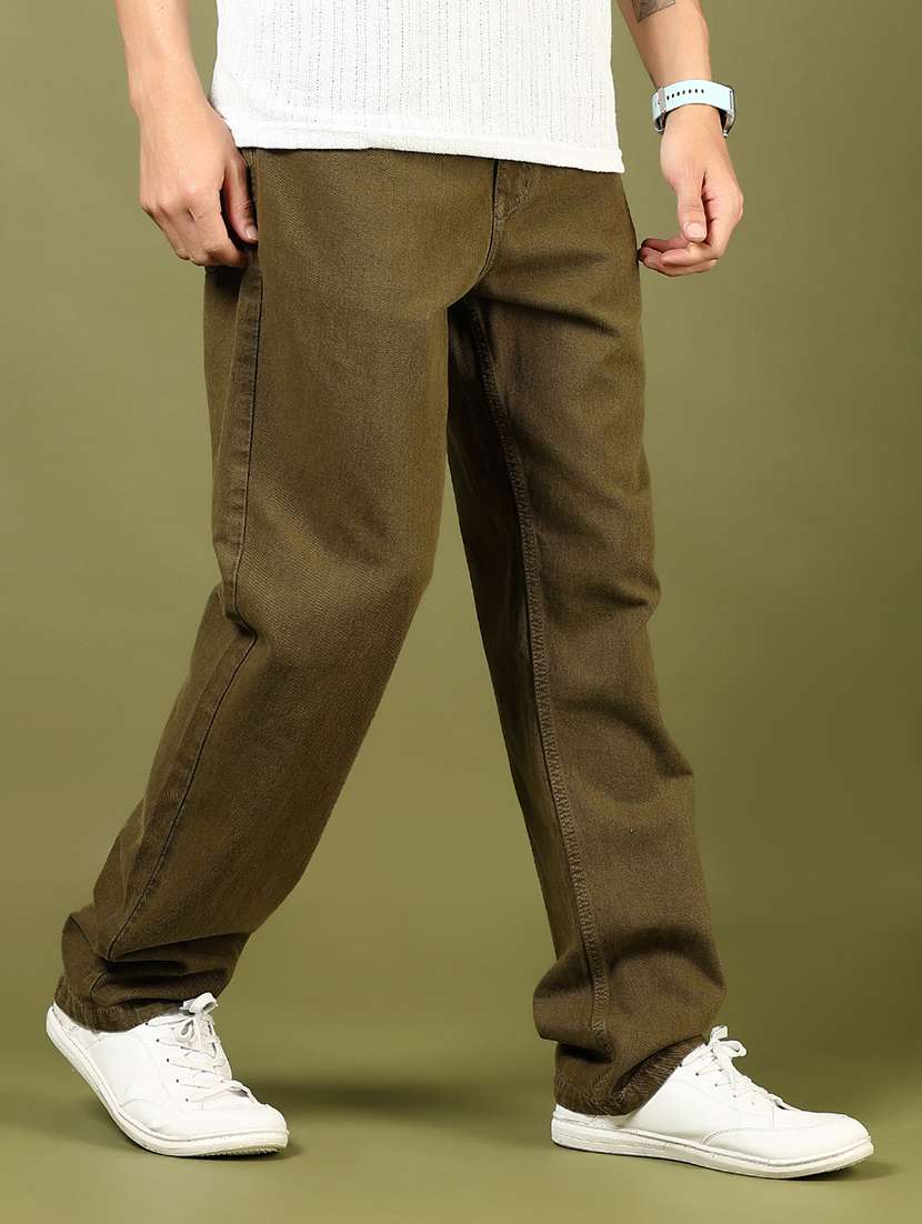 men solid mid rise full length denim jean