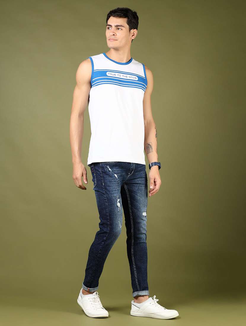 men's blue distressed denim slim fit jean - 21855190 -  Standard Image - 5