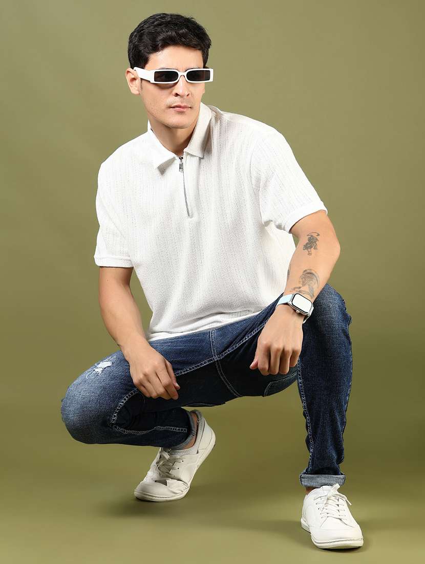 men's blue denim skinny fit distress jeans - 21855192 -  Standard Image - 5