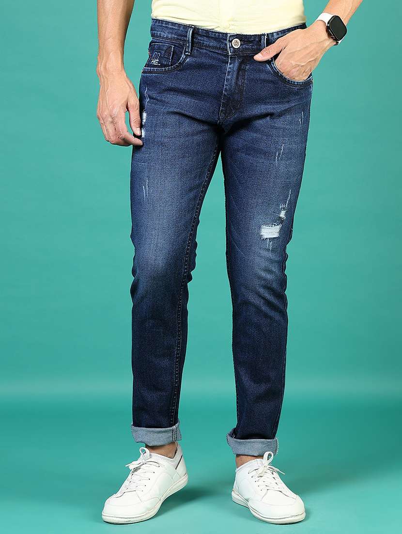 men solid mid rise slim fit jeans