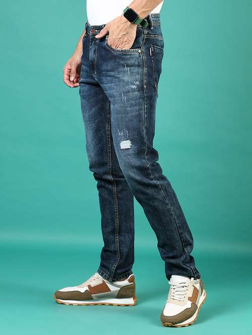 men distress mid rise full length denim jeans - 21855201 -  Standard Image - 0