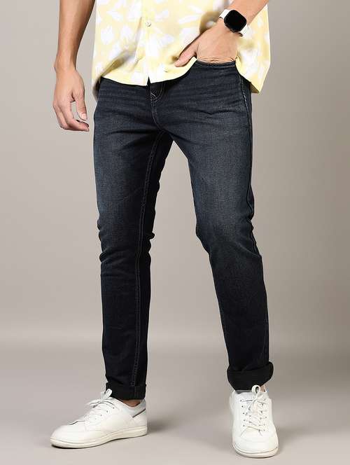 men washed mid rise full length denim jeans - 21855215 - Standard Image - 0