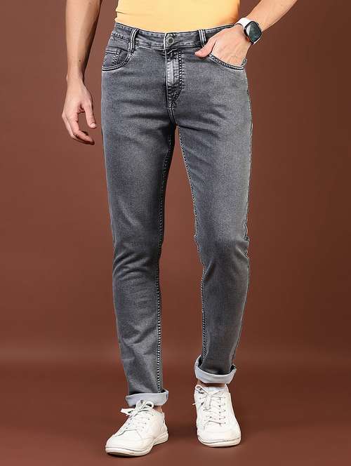 men plain mid rise full length denim jeans - 21855235 -  Standard Image - 0