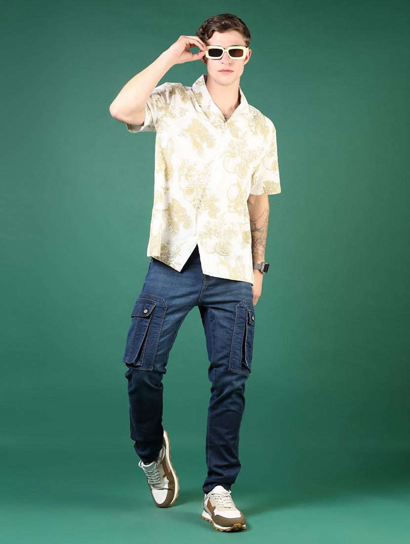 men blue mid rise denim cargo - 21855272 - Standard Image - 5