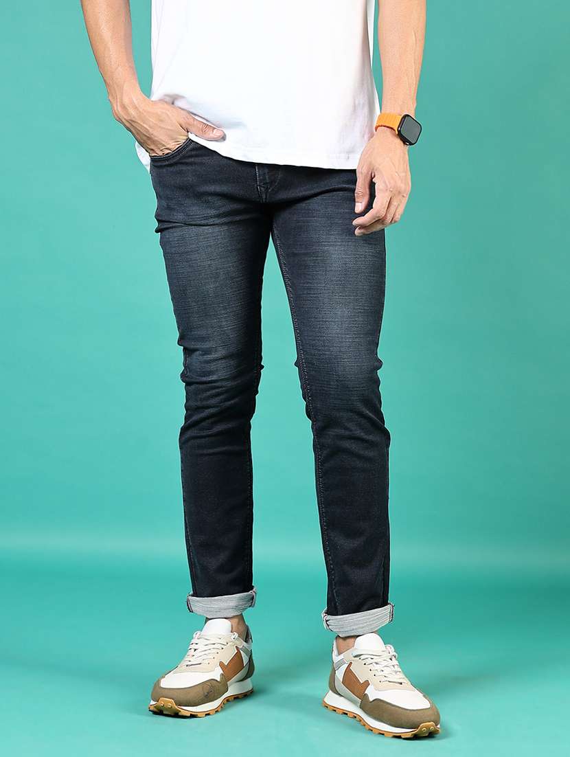 men washed mid rise full length denim jeans - 21855290 -  Zoom Image - 0