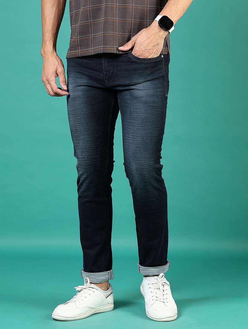 men washed mid rise full length denim jeans - 21855294 -  Zoom Image - 0