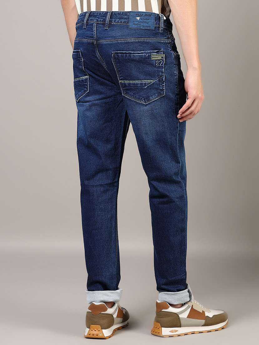 men washed mid rise full length denim jeans - 21855318 -  Standard Image - 3