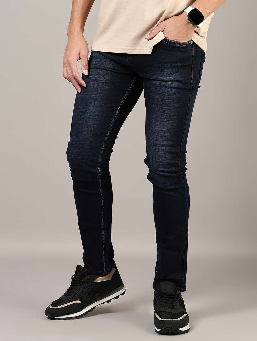 men washed mid rise full length denim jeans - 21855325 -  Zoom Image - 0