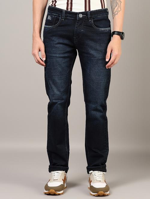 men washed mid rise full length denim jeans - 21855329 - Standard Image - 0