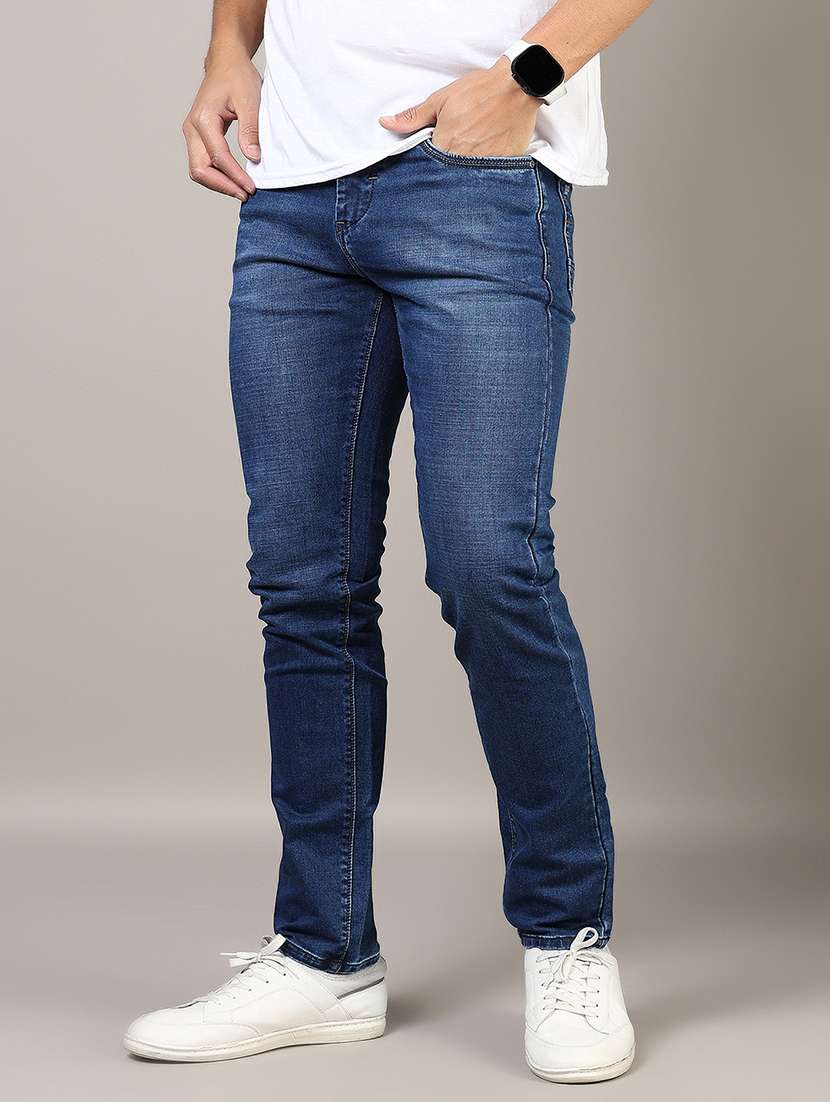men washed mid rise full length denim jeans - 21855331 -  Zoom Image - 0