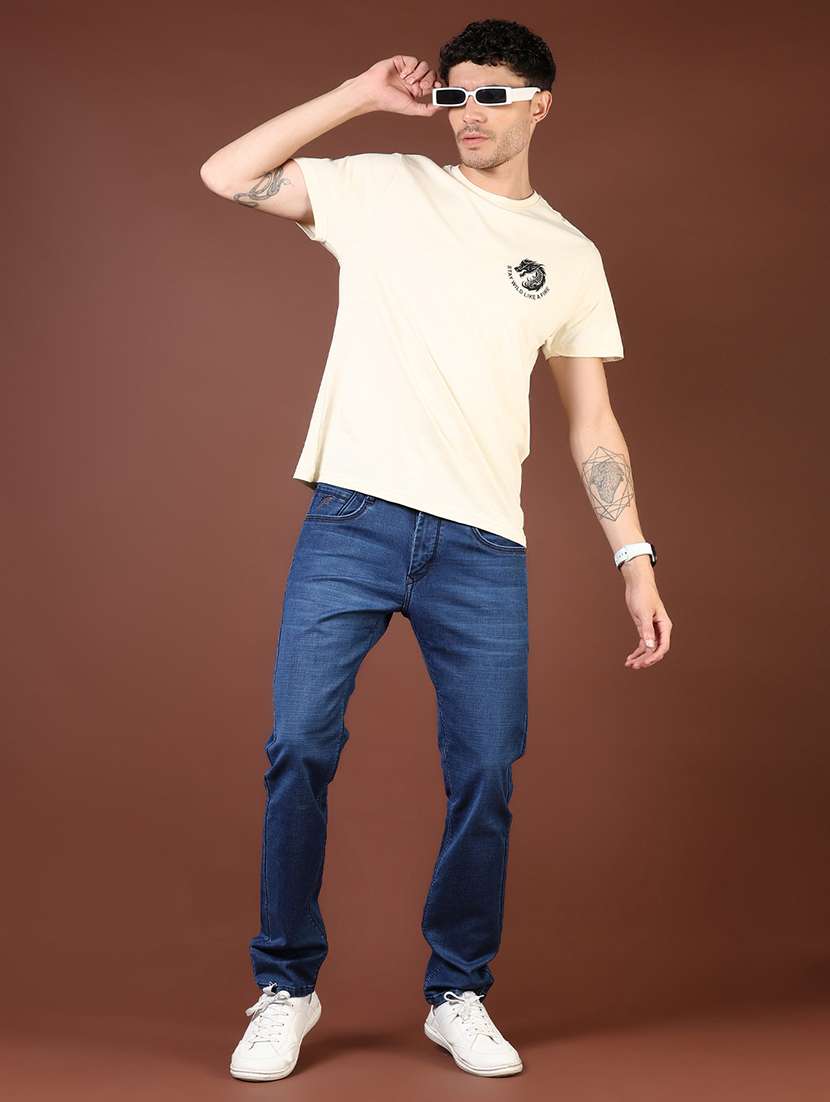 men washed mid rise full length denim jeans - 21855339 - Standard Image - 3