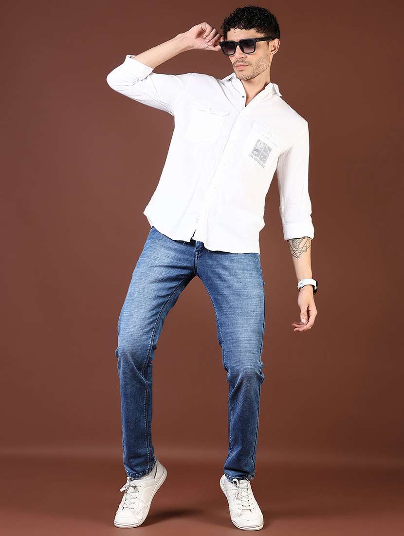 men washed mid rise full length denim jeans - 21855344 -  Standard Image - 3