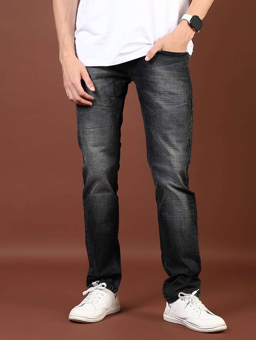 men washed mid rise full length denim jeans - 21855345 -  Zoom Image - 0