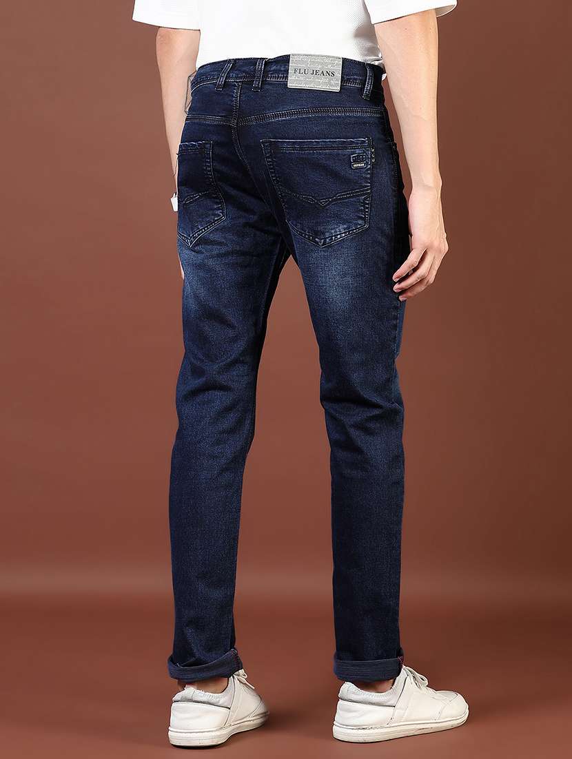 men washed mid rise full length denim jeans - 21855349 - Standard Image - 3