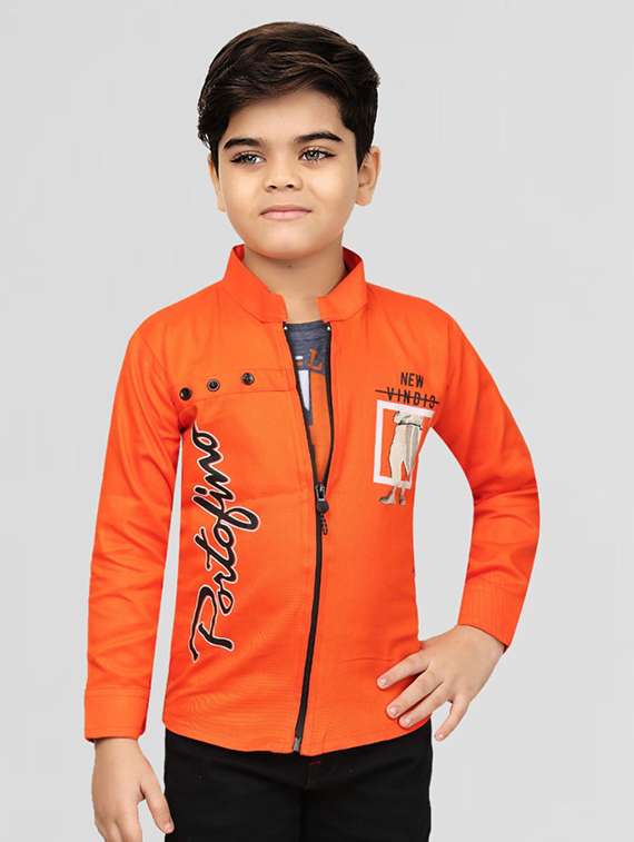 boys printed jacket with attached t-shirt