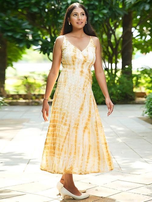 women tie & dye sleeveless fit & flare dress - 21855413 -  Standard Image - 0