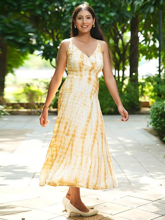 women tie & dye sleeveless fit & flare dress - 21855413 - Standard Image - 3