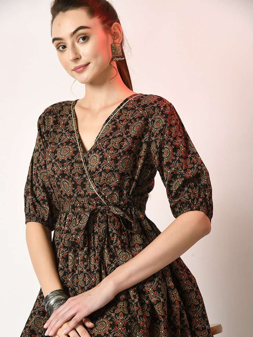 women black printed fit & flare ethnic dress - 21855510 -  Standard Image - 3