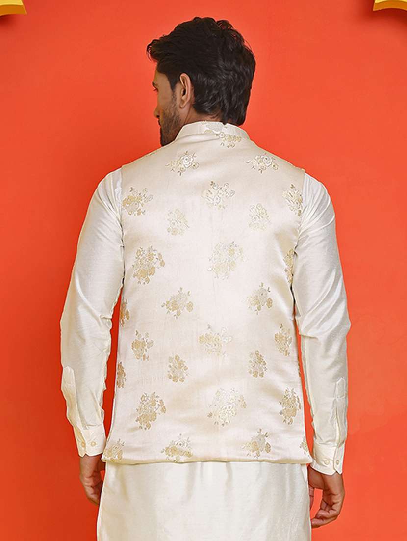 men embroidered mandarin neck nehru jacket - 21855575 -  Standard Image - 3