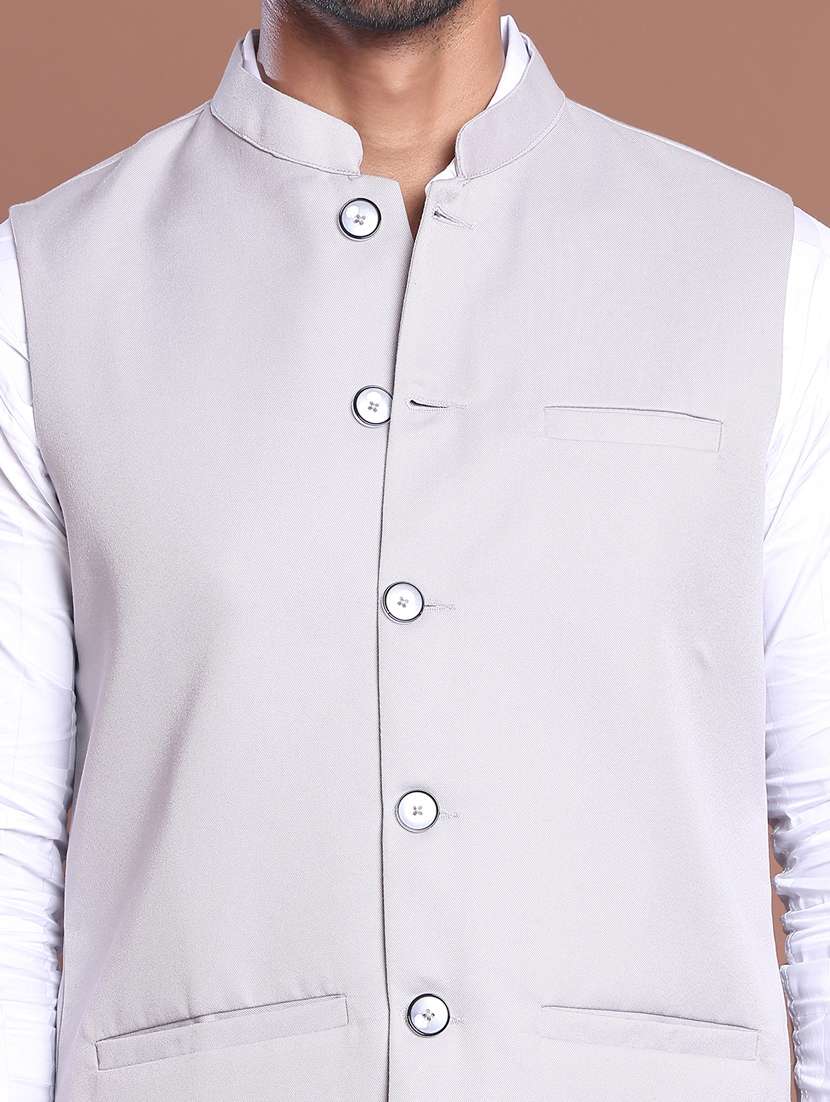 men solid mandarin neck nehru jacket - 21855576 -  Standard Image - 5