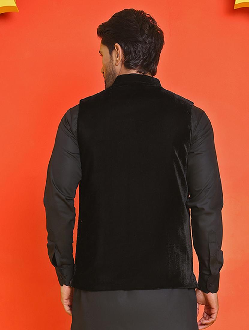 men embroidered mandarin neck nehru jacket - 21855580 - Standard Image - 3