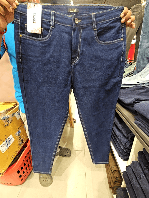 dark blue satin lycra jeans - 21862393 -  Standard Image - 0