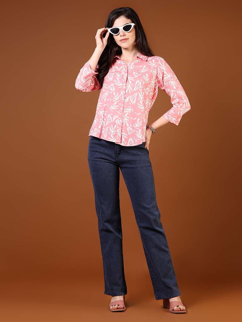 women navy blue solid high rise straight jeans - 21862416 - Standard Image - 5