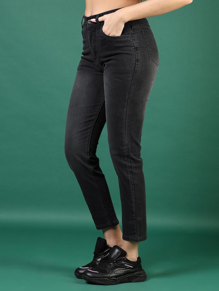 women black high rise ankle length slim fit jeans - 21862434 - Standard Image - 3