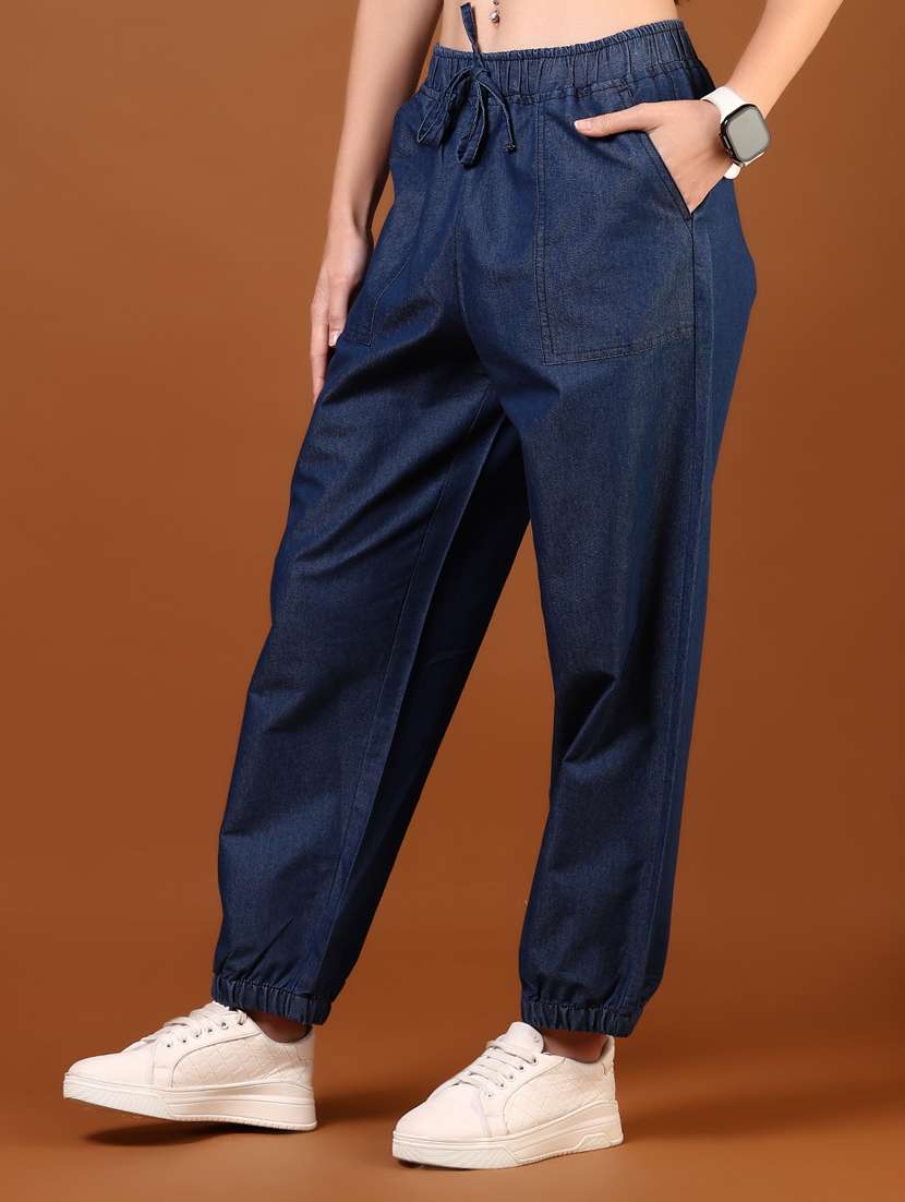 women solid mid rise relaxed fit jogger - 21862438 -  Standard Image - 3