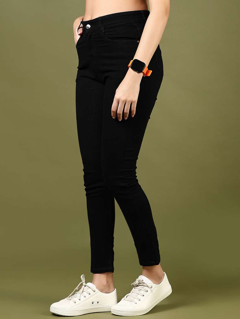 women solid high rise slim fit jean - 21862445 - Standard Image - 3
