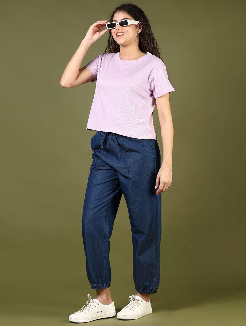 women solid mid rise relaxed fit jogger - 21862447 -  Standard Image - 5