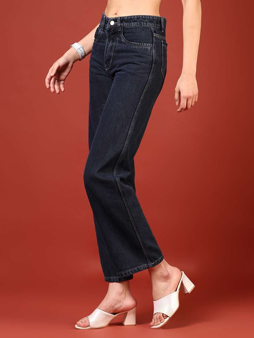 women navy blue solid mid rise ankle length jeans - 21862448 -  Standard Image - 3