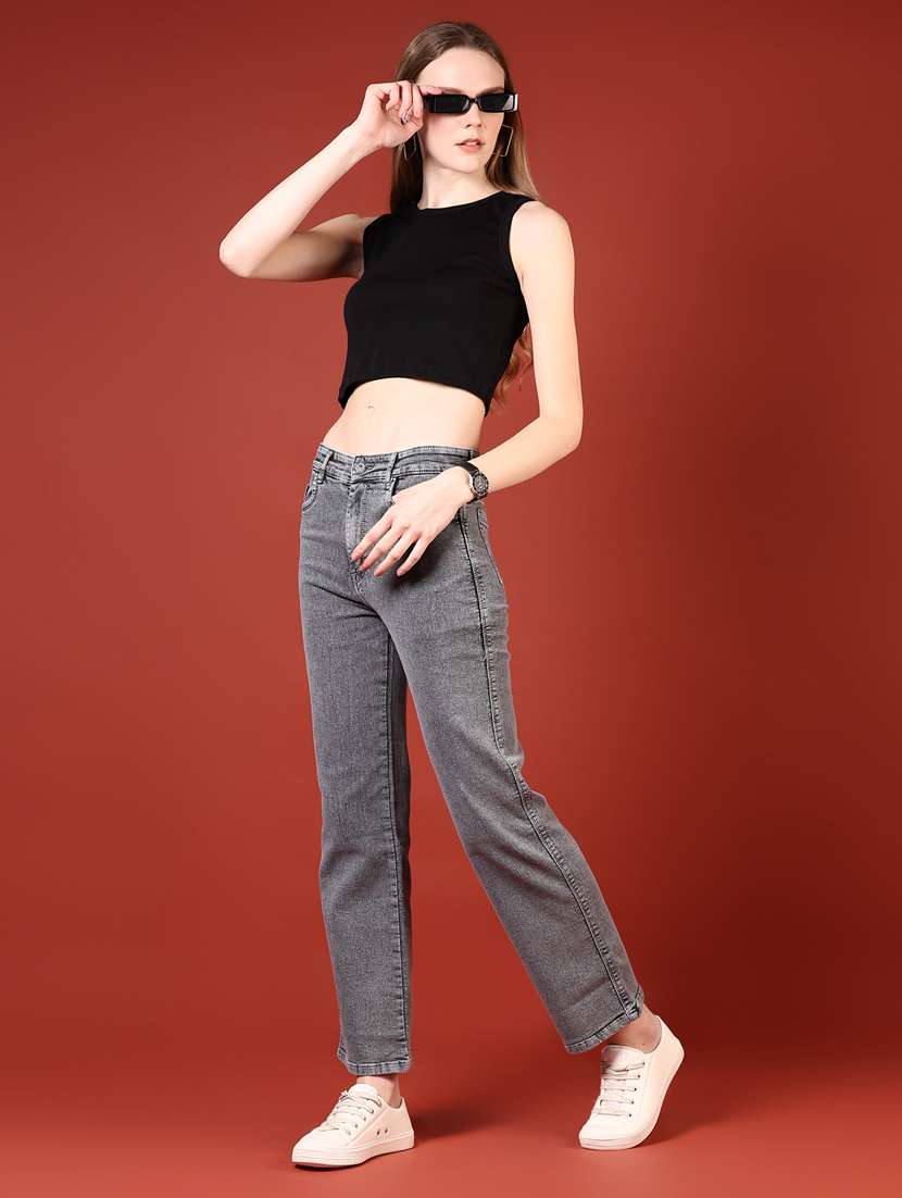 women grey solid mid rise ankle length jeans - 21862451 - Standard Image - 5