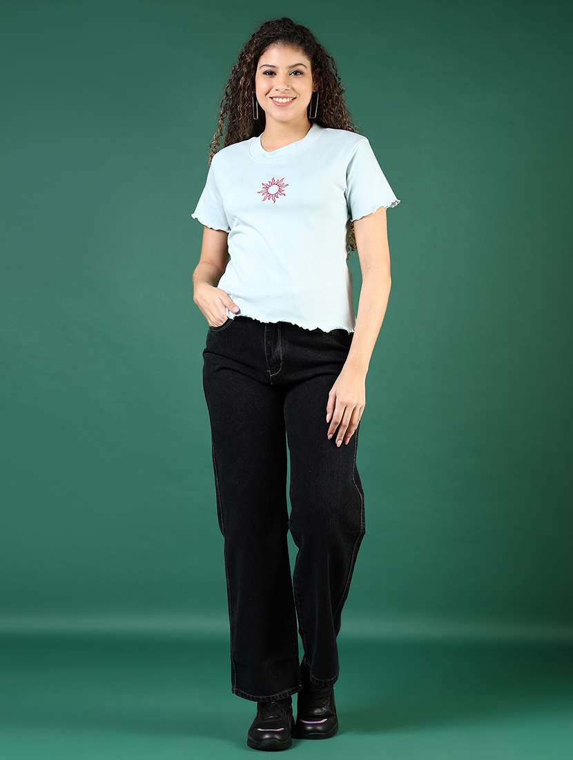 women black solid mid rise straight fit jeans - 21862452 - Standard Image - 5