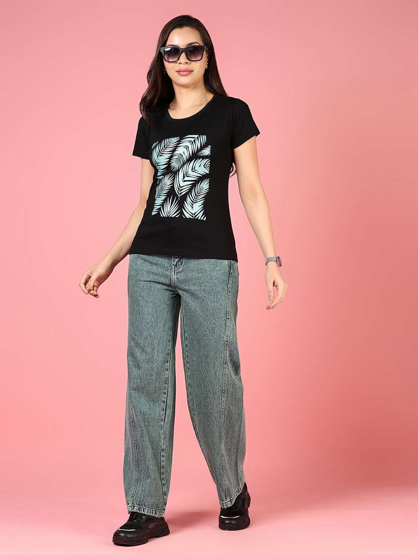 women solid high rise wide leg jean - 21862458 - Standard Image - 5