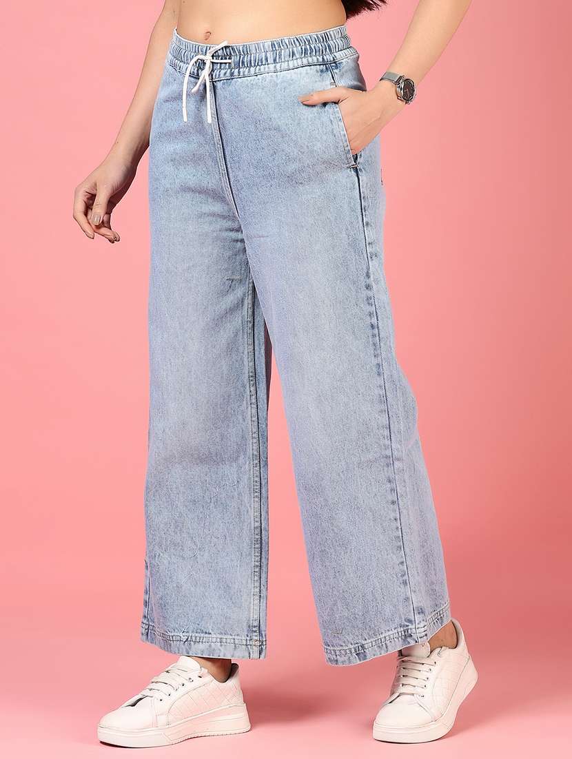 women solid high rise wide leg jean - 21862460 -  Standard Image - 3