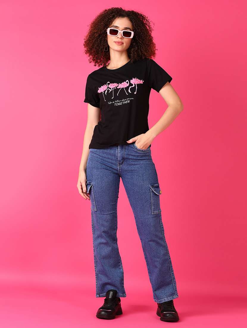 women solid mid rise denim cargo - 21862521 -  Standard Image - 5