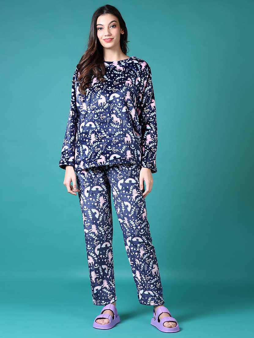 women printed nightwear pyjama set