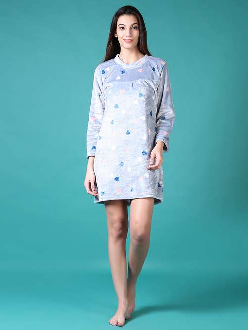 women printed long sleeve sleepshirt - 21863063 - Standard Image - 0