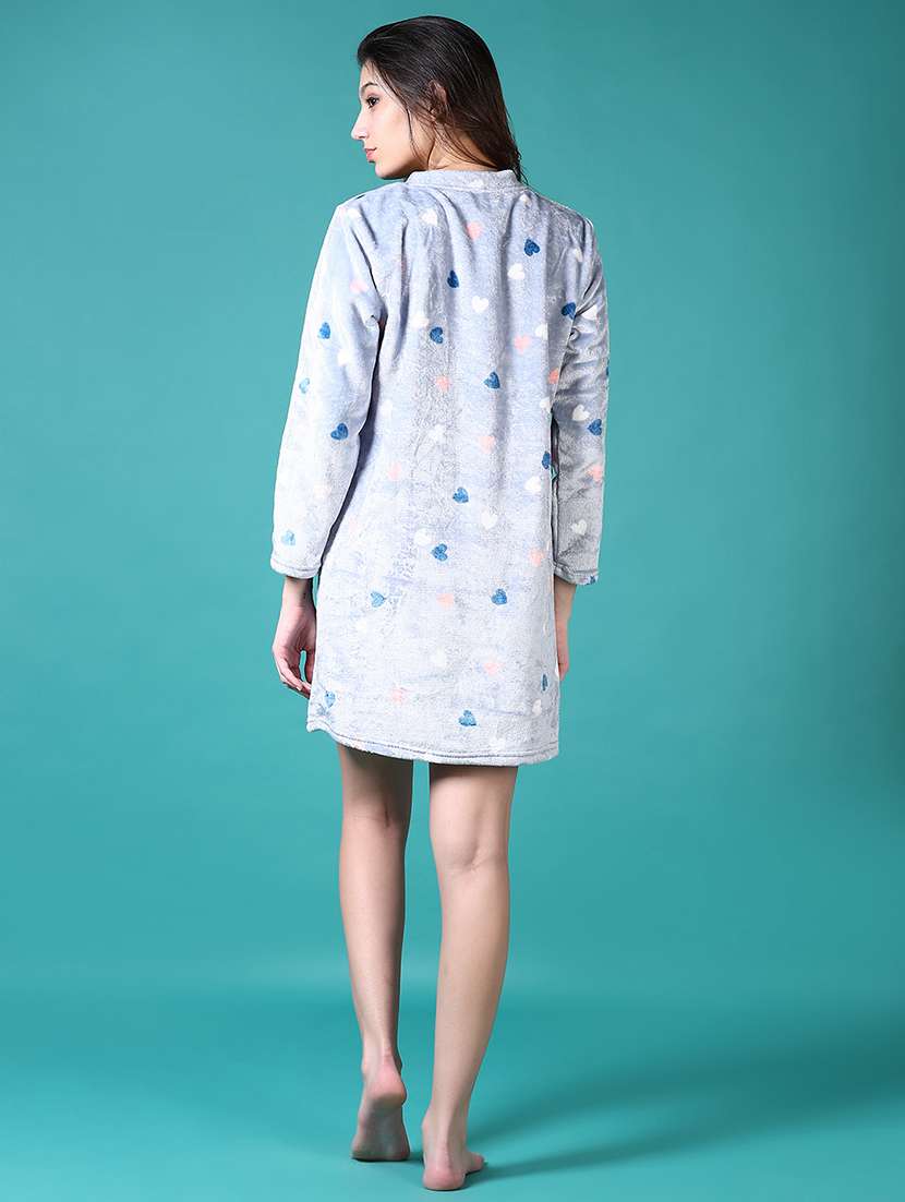 women printed long sleeve sleepshirt - 21863063 - Standard Image - 5