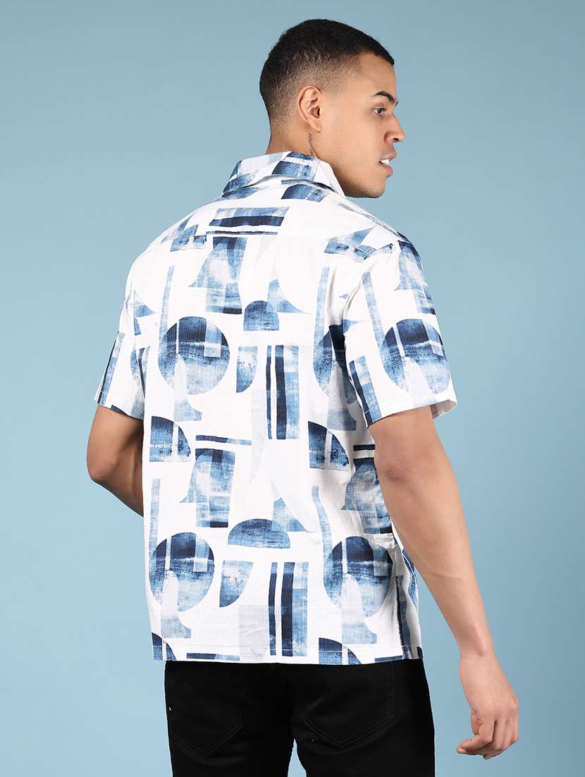 men printed short sleeve regular fit casual shirt - 21863119 -  Standard Image - 3