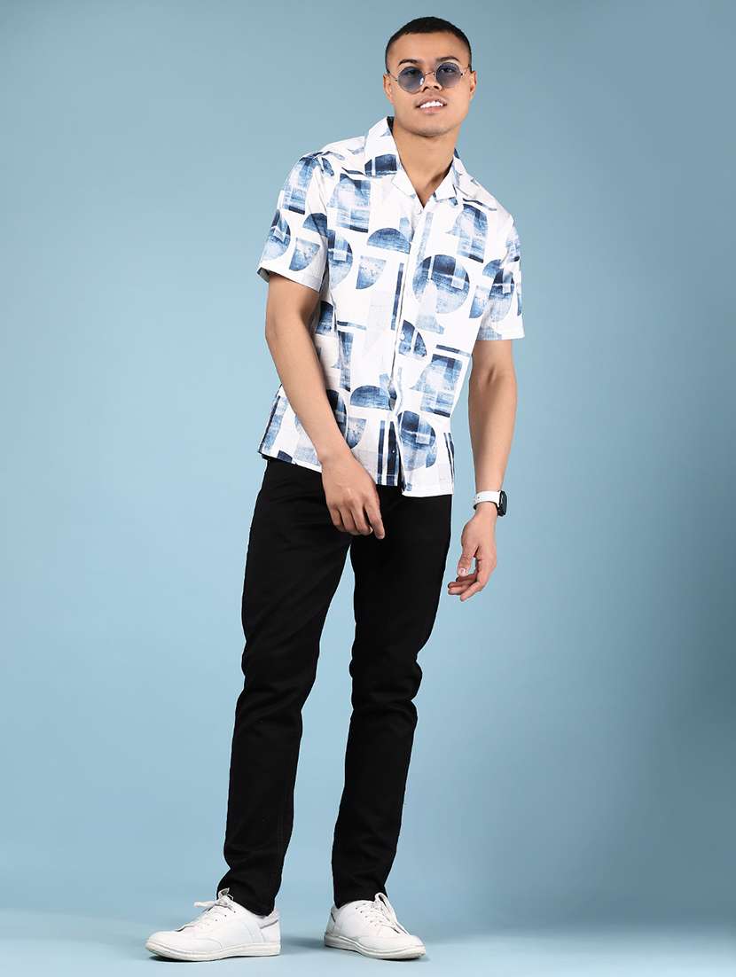 men printed short sleeve regular fit casual shirt - 21863119 -  Standard Image - 5