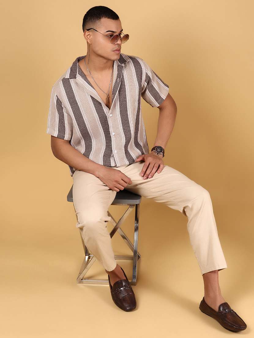 men striped short sleeve regular fit casual shirt - 21863121 -  Standard Image - 5