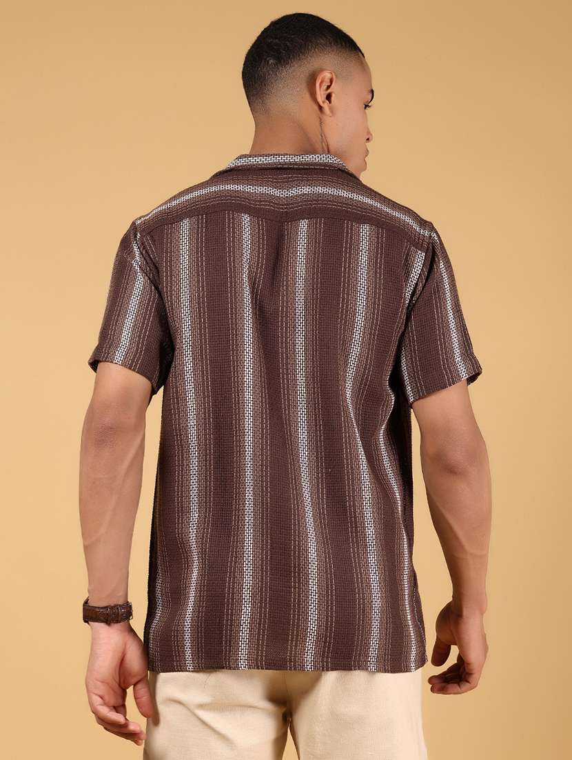 men striped short sleeve regular fit casual shirt - 21863122 -  Standard Image - 3