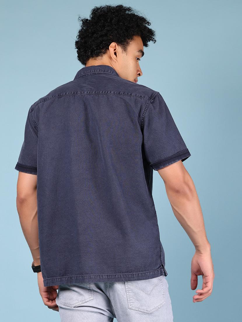 men solid short sleeve regular fit casual shirt - 21863124 - Standard Image - 3
