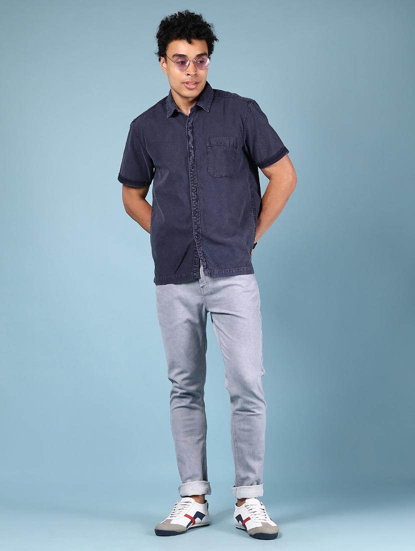 men solid short sleeve regular fit casual shirt - 21863124 - Standard Image - 5