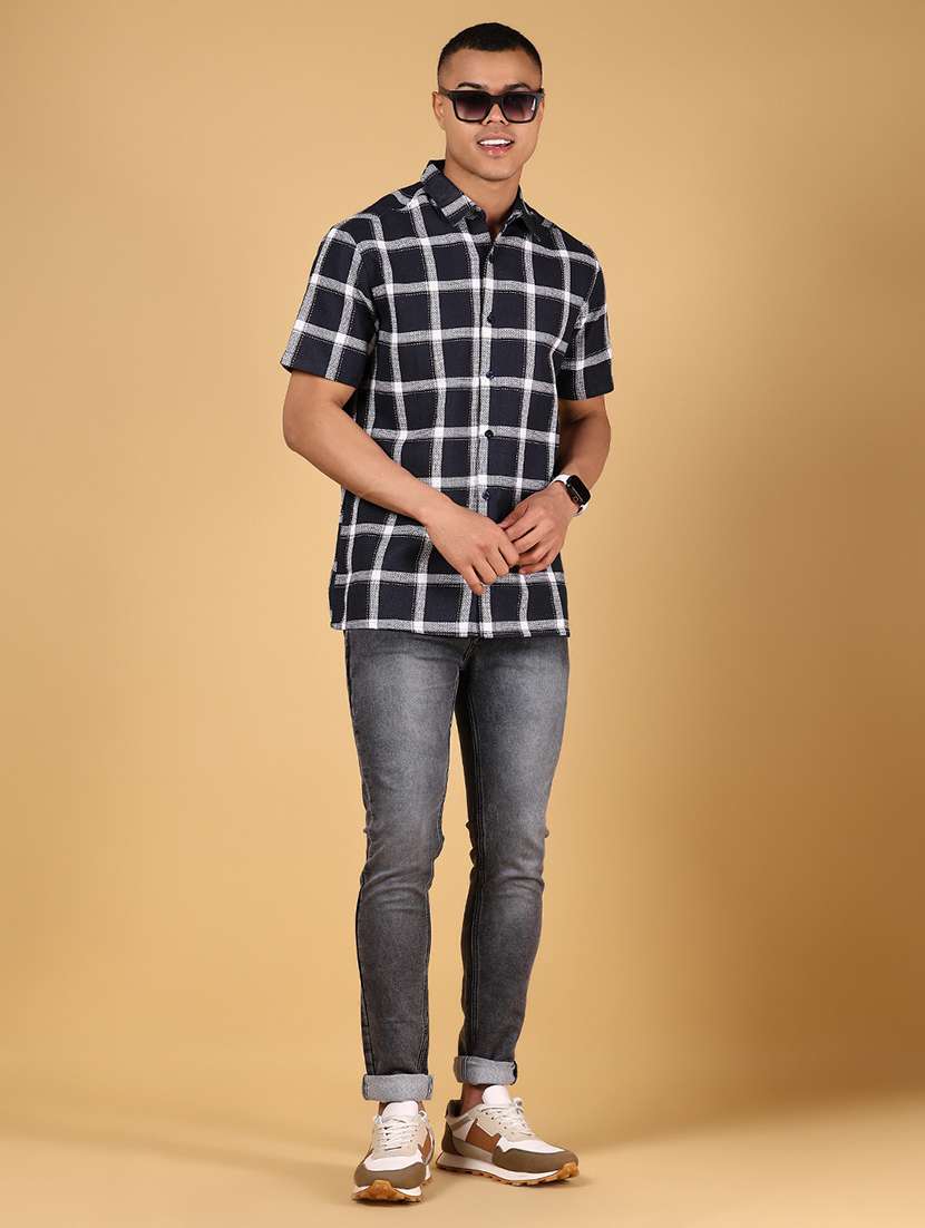 men checkered short sleeve slim fit casual shirt - 21863126 -  Standard Image - 5